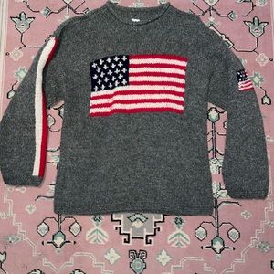 Artesanias Tamia 100%  Wool Sweater Size L/XL Wool American Flag.